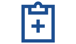 A clipboard with the medical plus sign in the middle